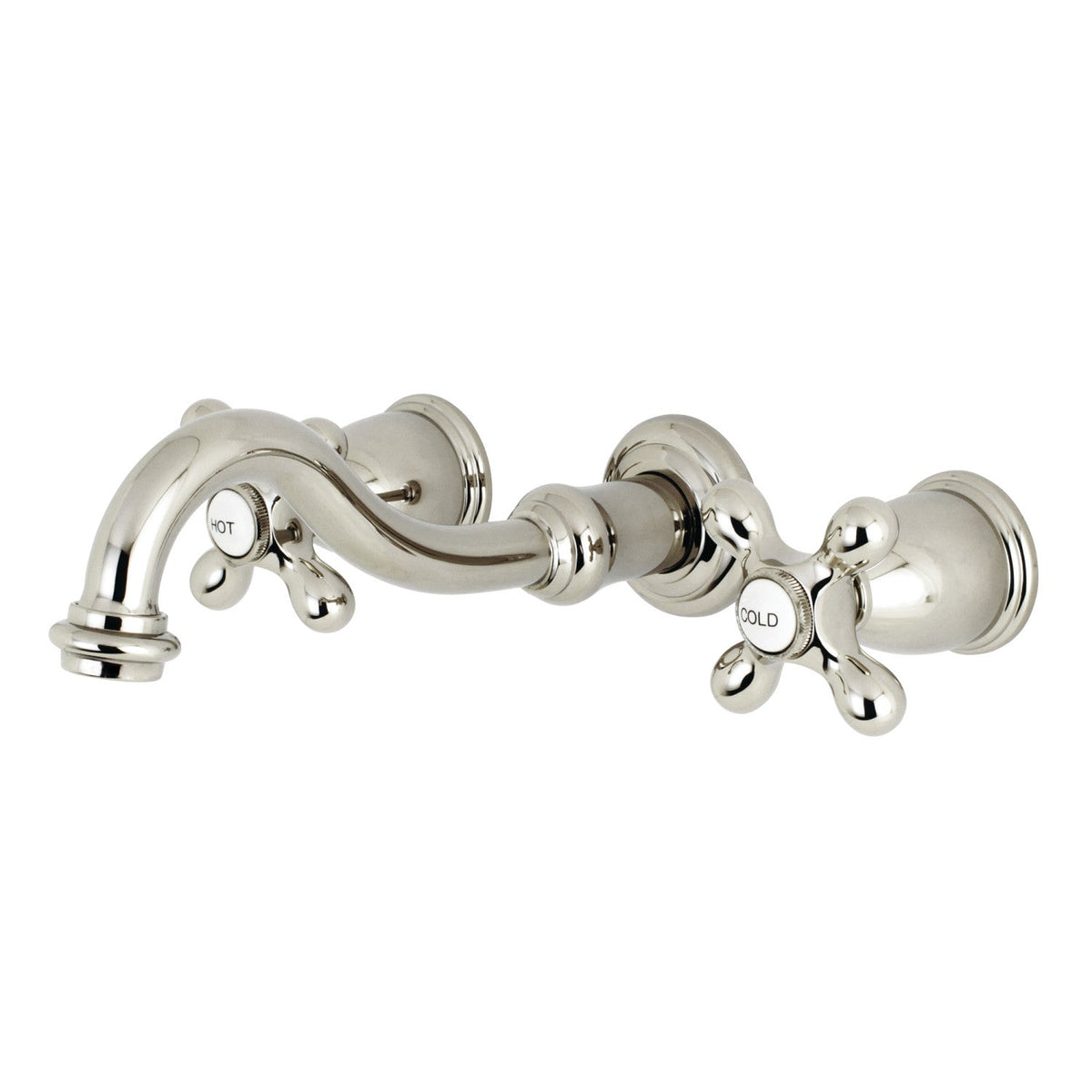 Restoration Two-Handle Wall Mount Roman Tub Faucet in Polished Nickel