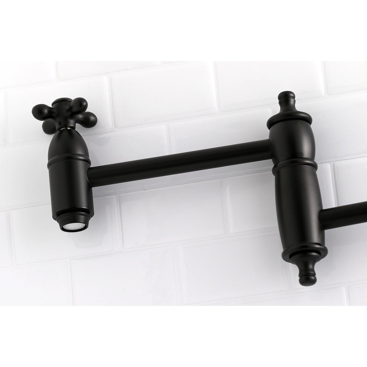 Restoration Wall Mount Pot Filler Faucet in Matte Black