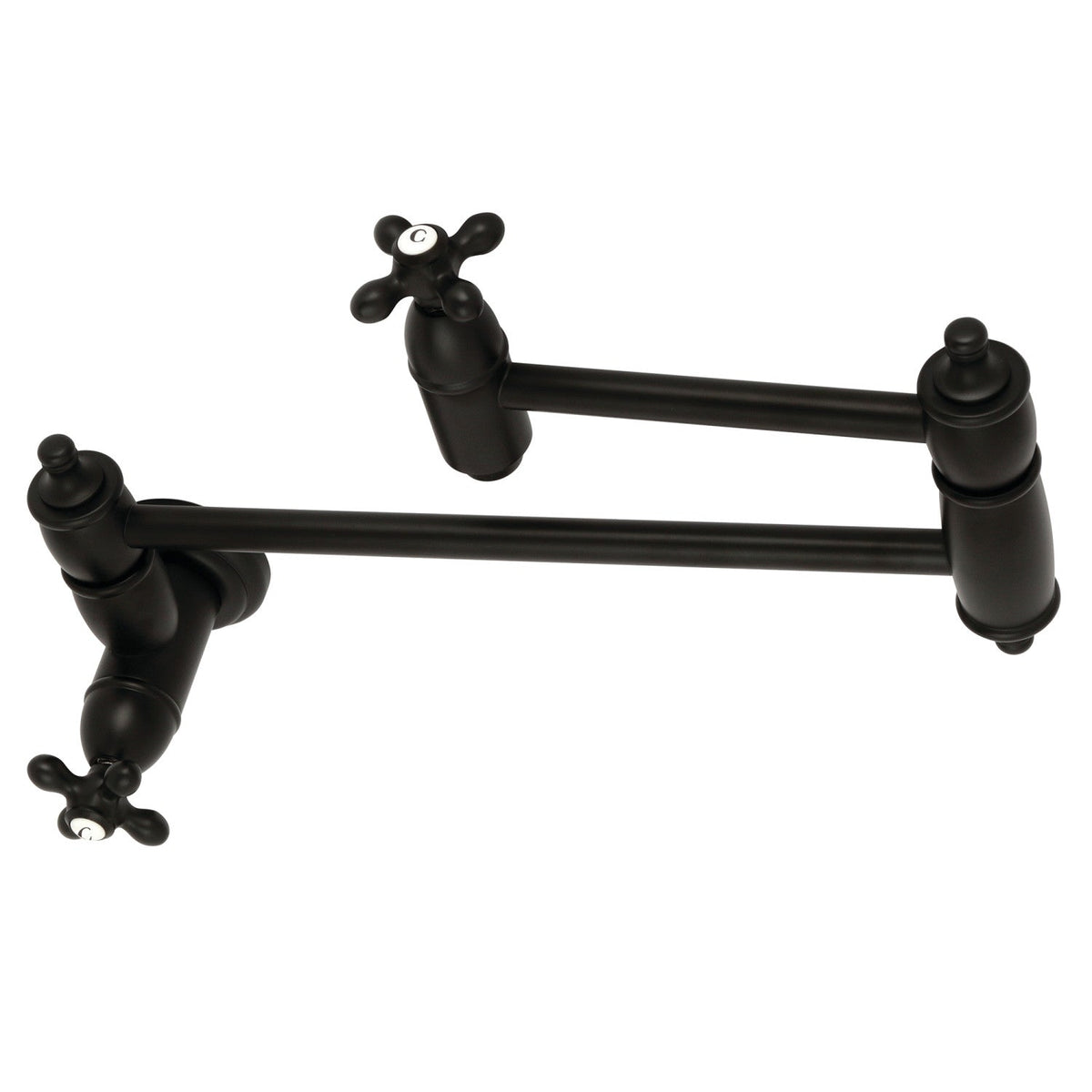 Restoration Wall Mount Pot Filler Faucet in Matte Black