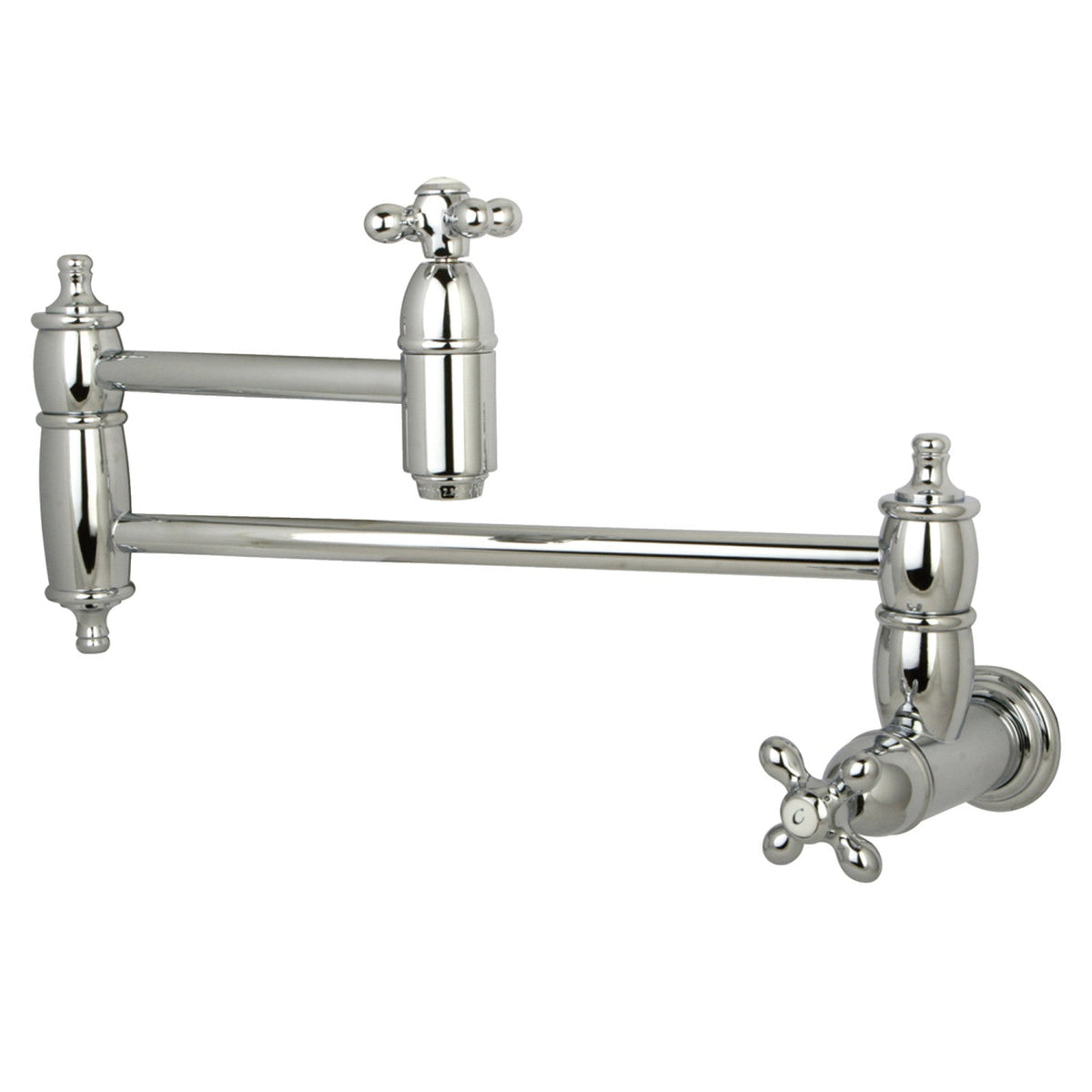 Restoration Wall Mount Pot Filler Faucet in Polished Chrome