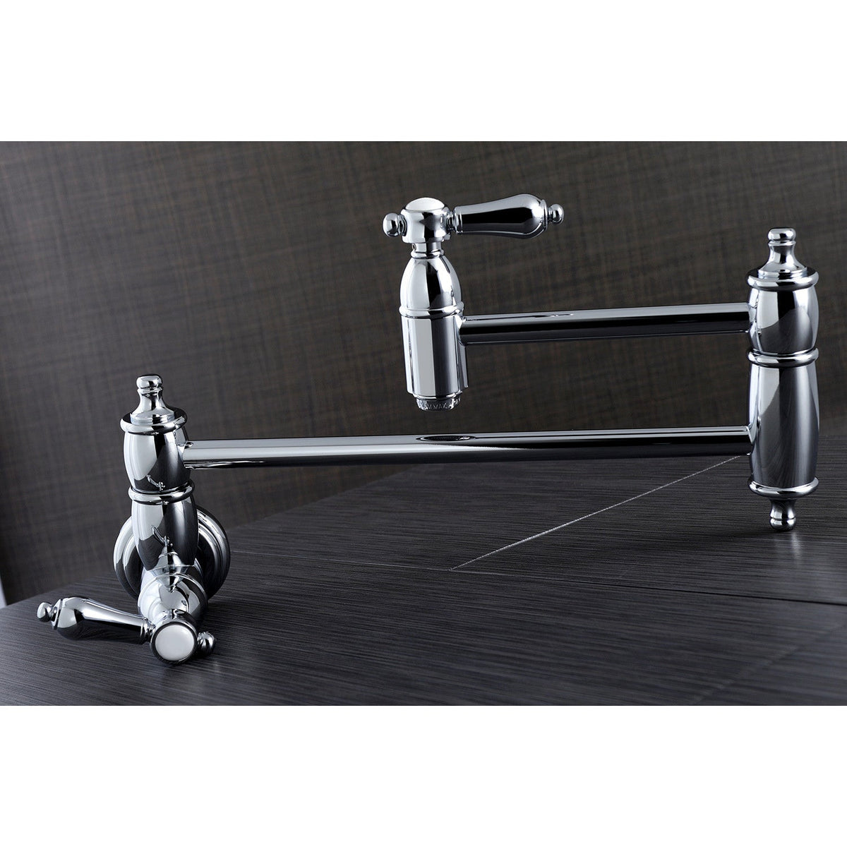 Heirloom Wall Mount Pot Filler Faucet in Polished Chrome