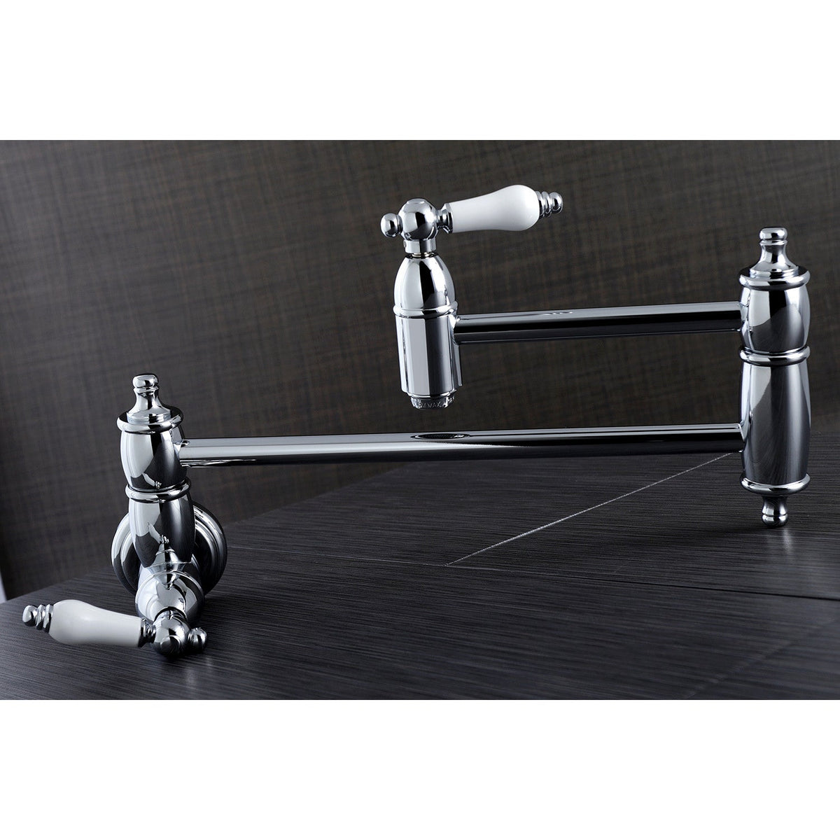 Restoration Wall Mount Pot Filler Faucet in Polished Chrome