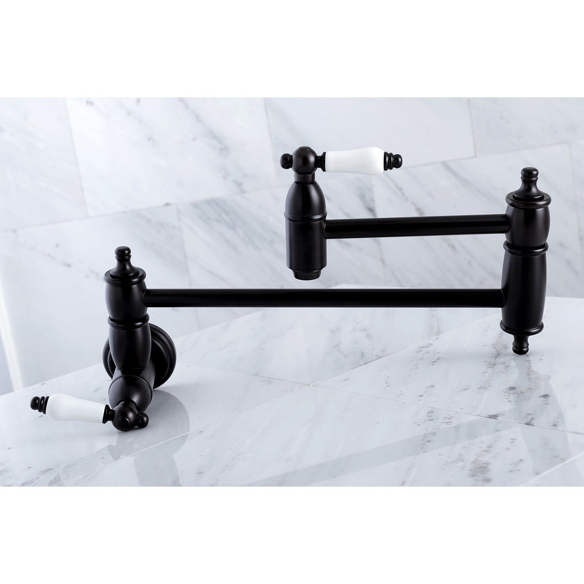 Restoration Wall Mount Pot Filler Faucet in Oil Rubbed Bronze