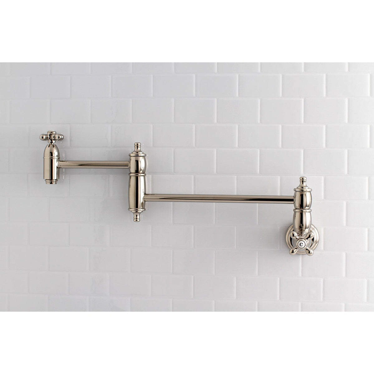 Restoration Wall Mount Pot Filler Faucet in Polished Nickel
