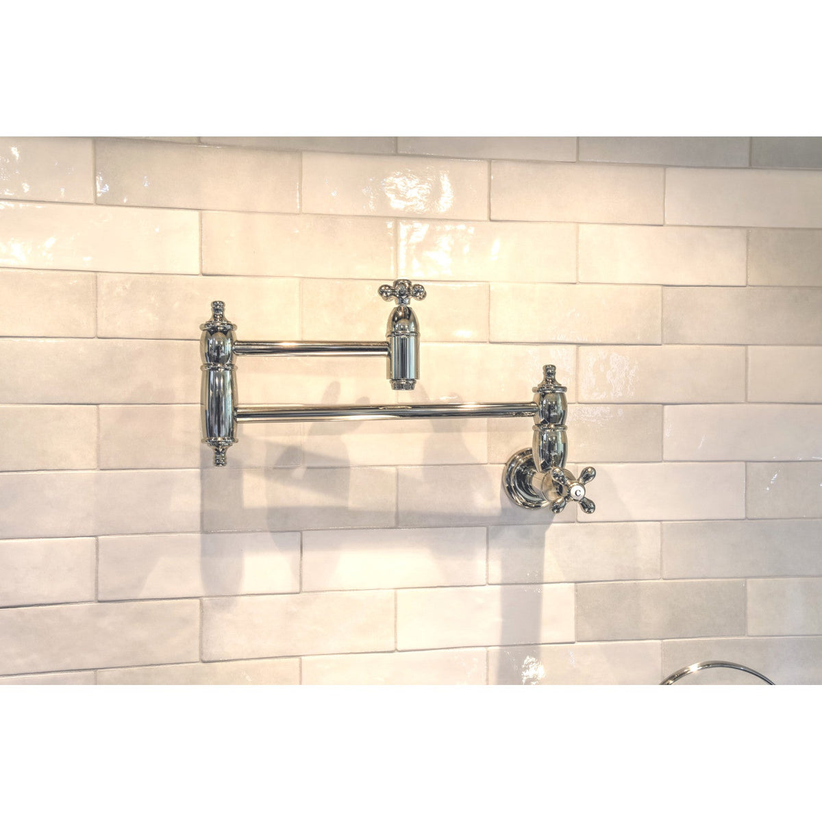 Restoration Wall Mount Pot Filler Faucet in Polished Nickel