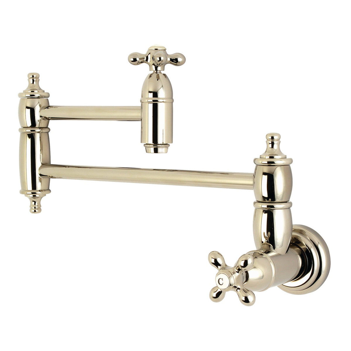 Restoration Wall Mount Pot Filler Faucet in Polished Nickel
