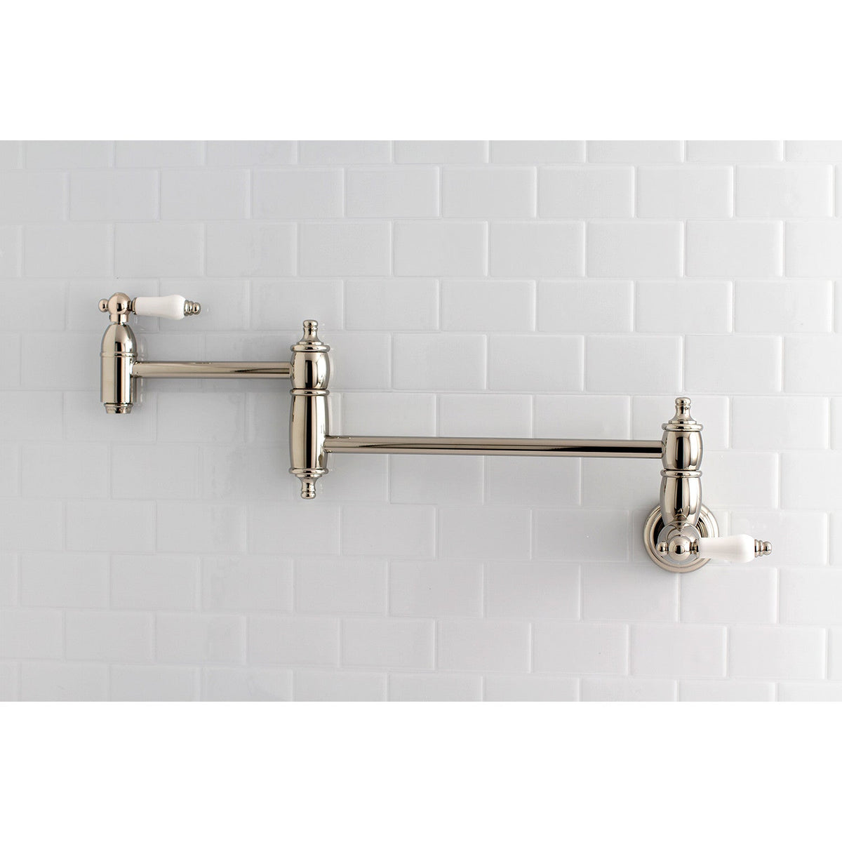 Restoration Wall Mount Pot Filler Faucet in Polished Nickel