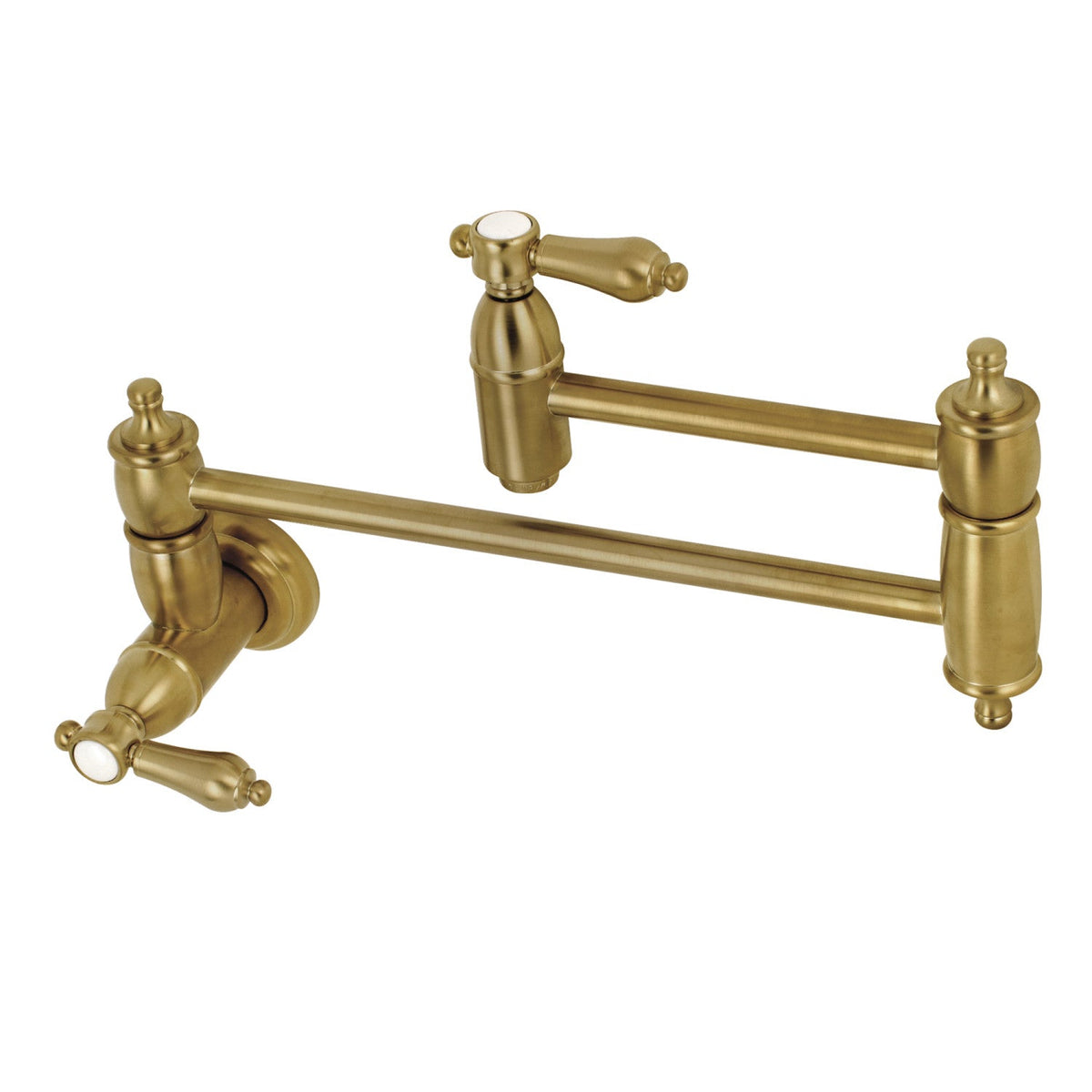 Heirloom Wall Mount Pot Filler Faucet in Brushed Brass