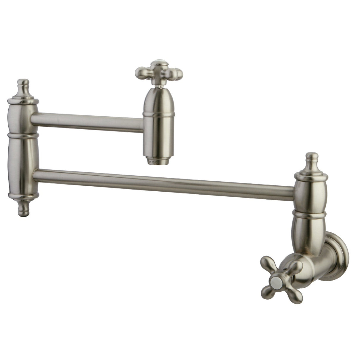 Restoration Wall Mount Pot Filler Faucet in Brushed Nickel