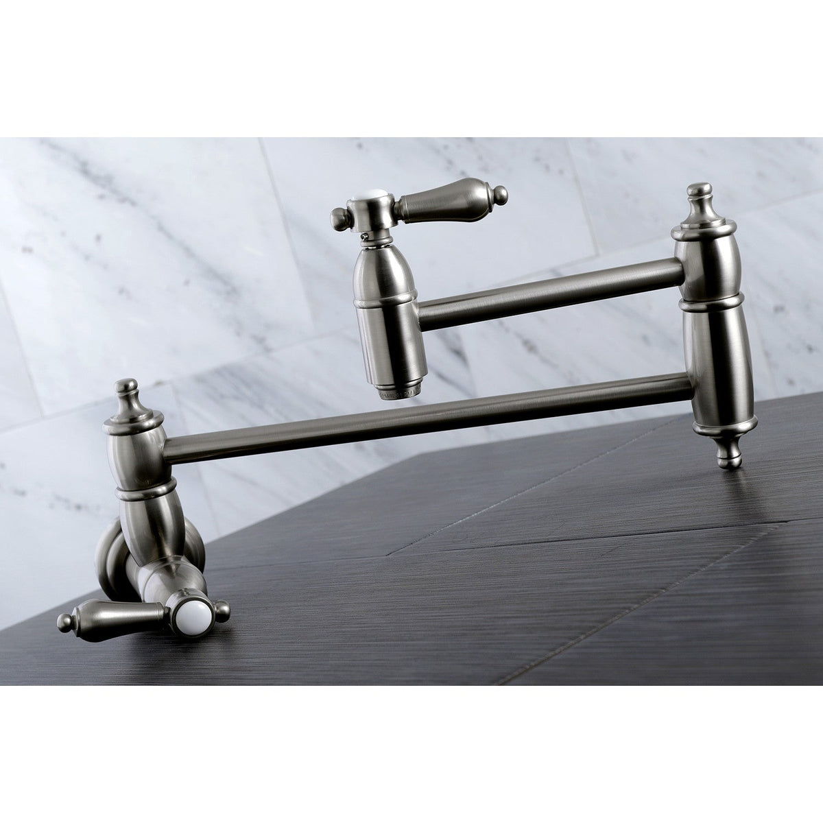 Heirloom Wall Mount Pot Filler Faucet in Brushed Nickel