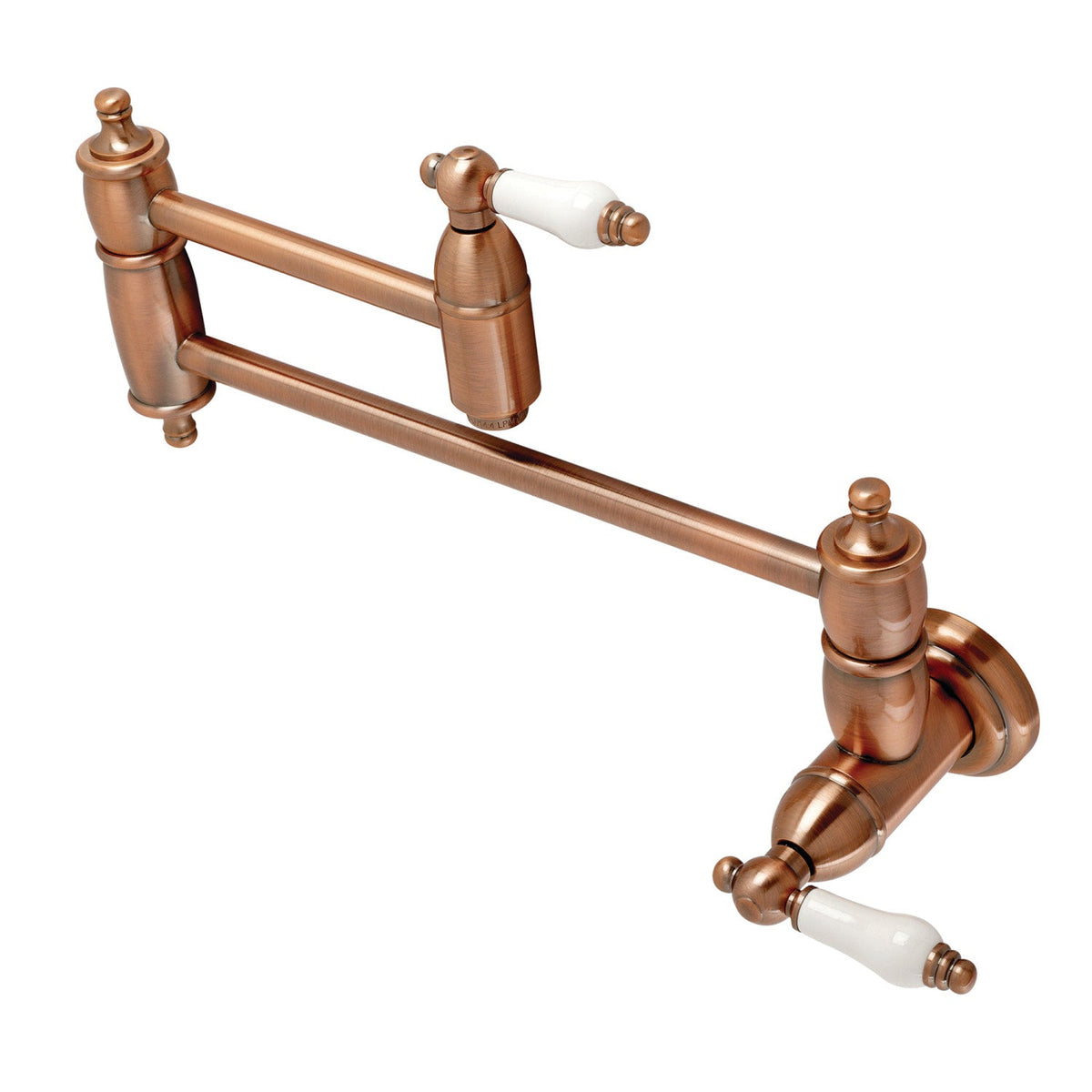 Restoration Wall Mount Pot Filler Faucet in Antique Copper