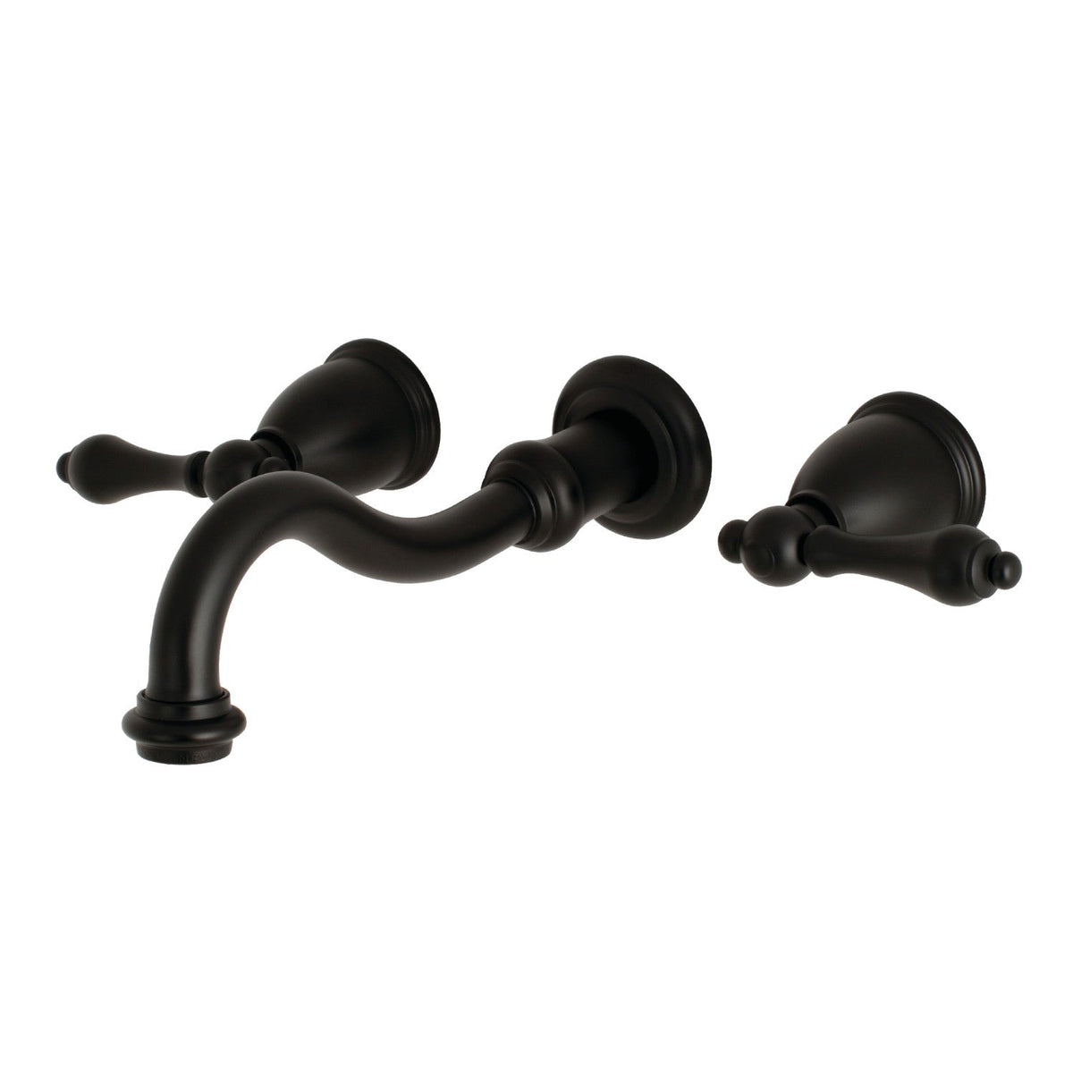 Vintage Double-Handle Wall Mount Bathroom Faucet in Matte Black