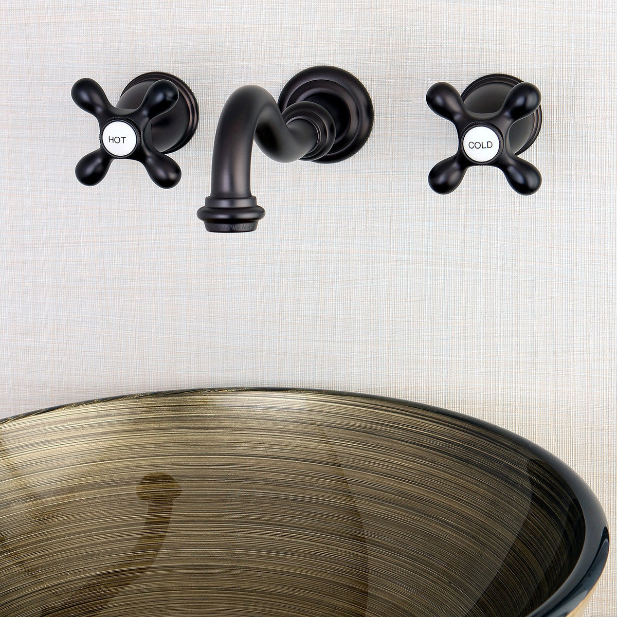 Vintage Double-Handle Wall Mount Bathroom Faucet in Oil Rubbed Bronze