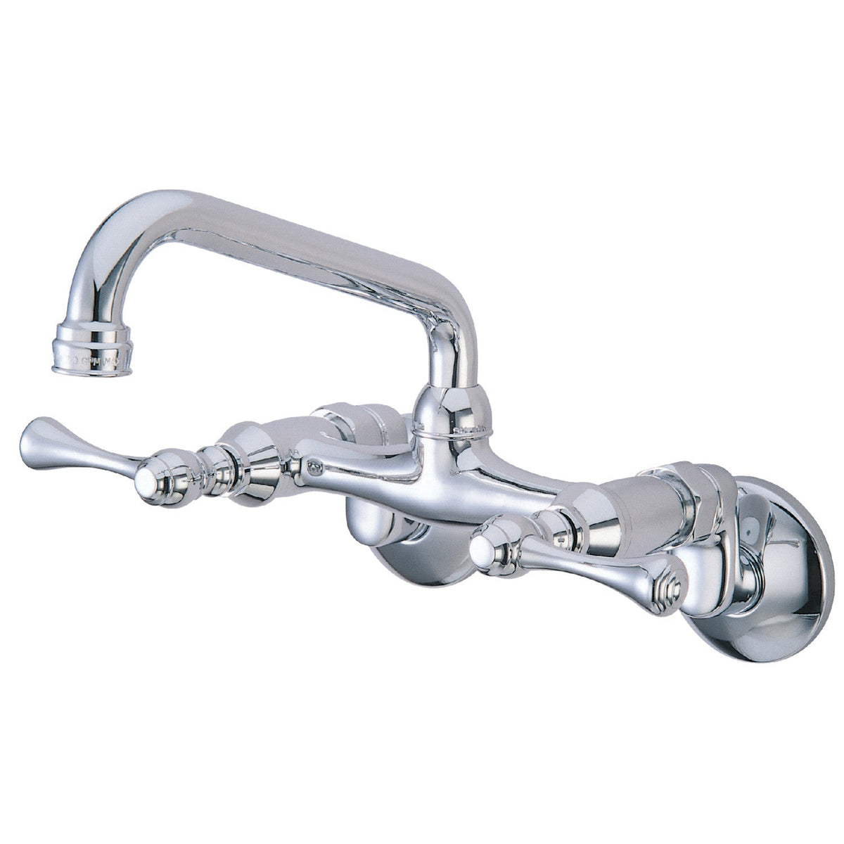 Kingston Double-Handle Wall-Mount Bridge Kitchen Faucet in Polished Chrome