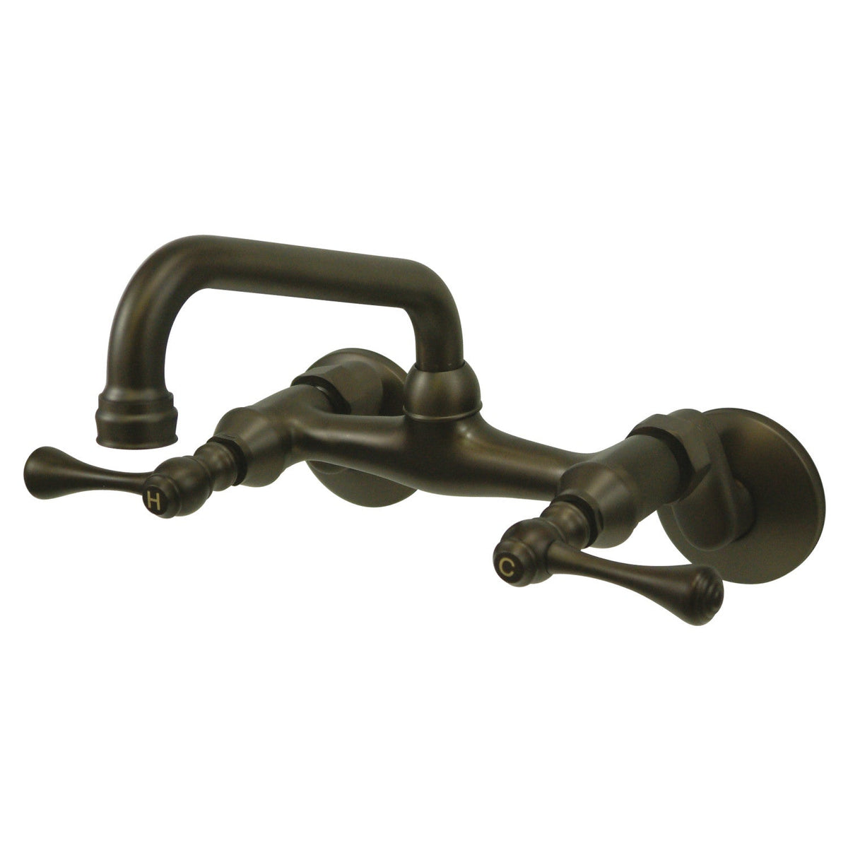 Kingston Double-Handle Wall-Mount Bridge Kitchen Faucet in Oil Rubbed Bronze