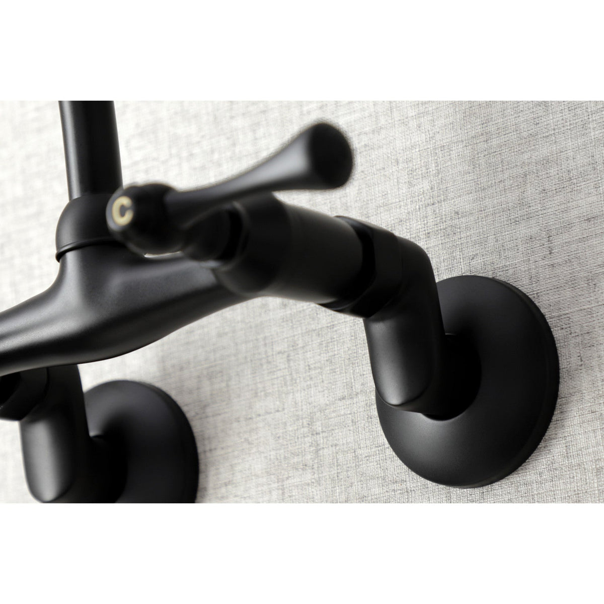 Kingston Double-Handle Wall-Mount Bridge Kitchen Faucet in Matte Black