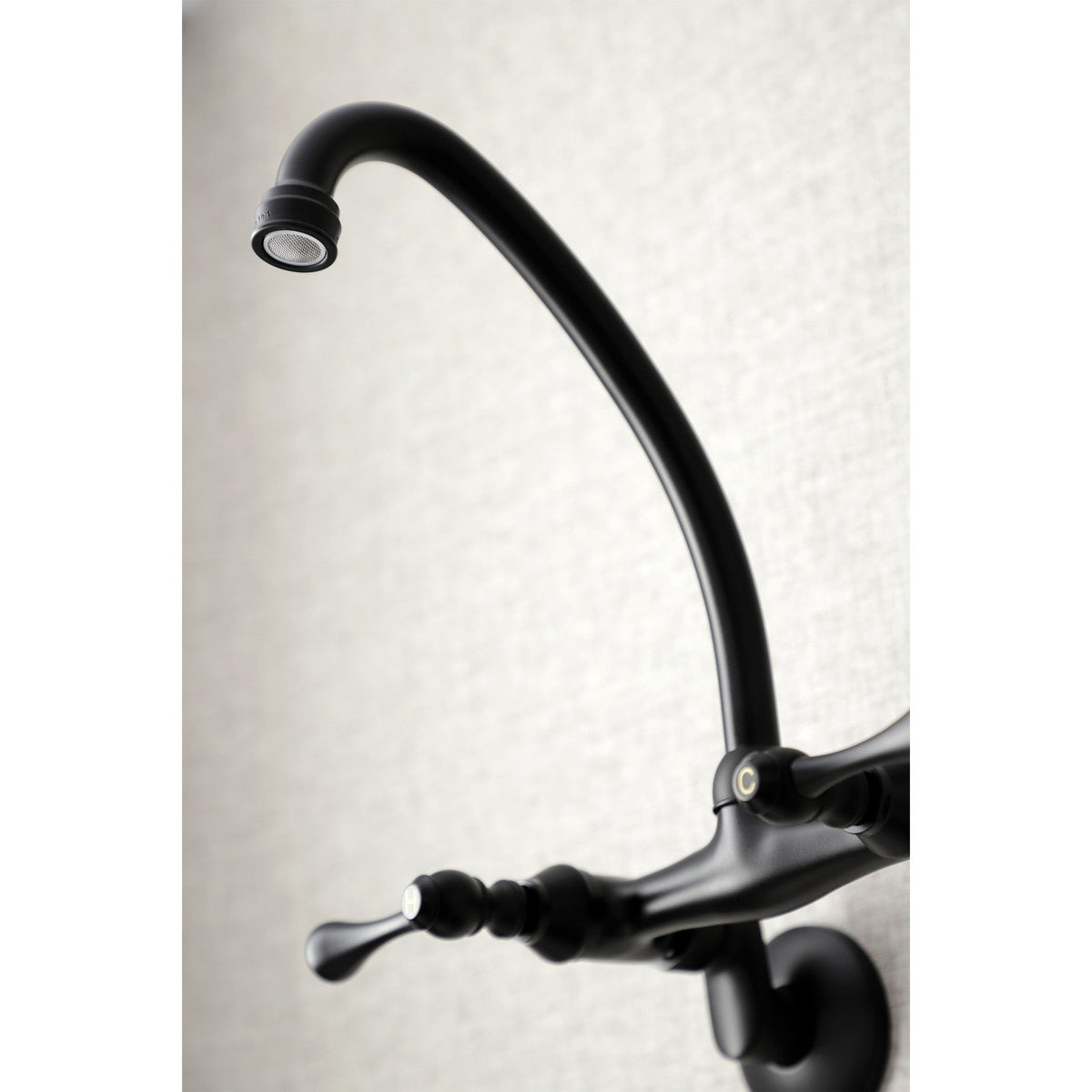 Kingston Double-Handle Wall-Mount Bridge Kitchen Faucet in Matte Black