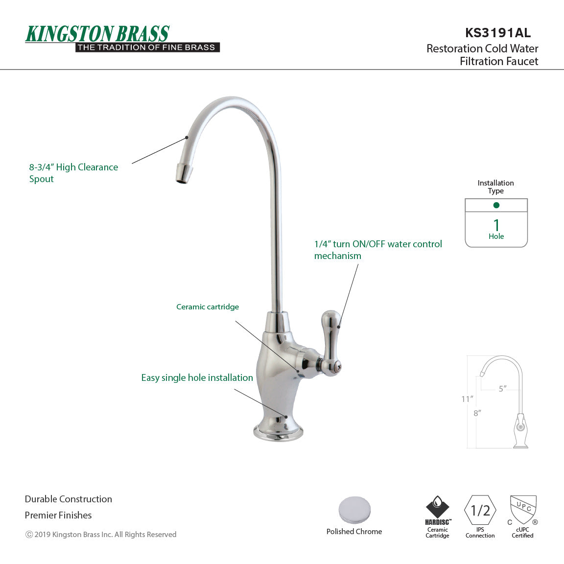 Restoration Single-Handle Water Filtration Faucet in Polished Chrome