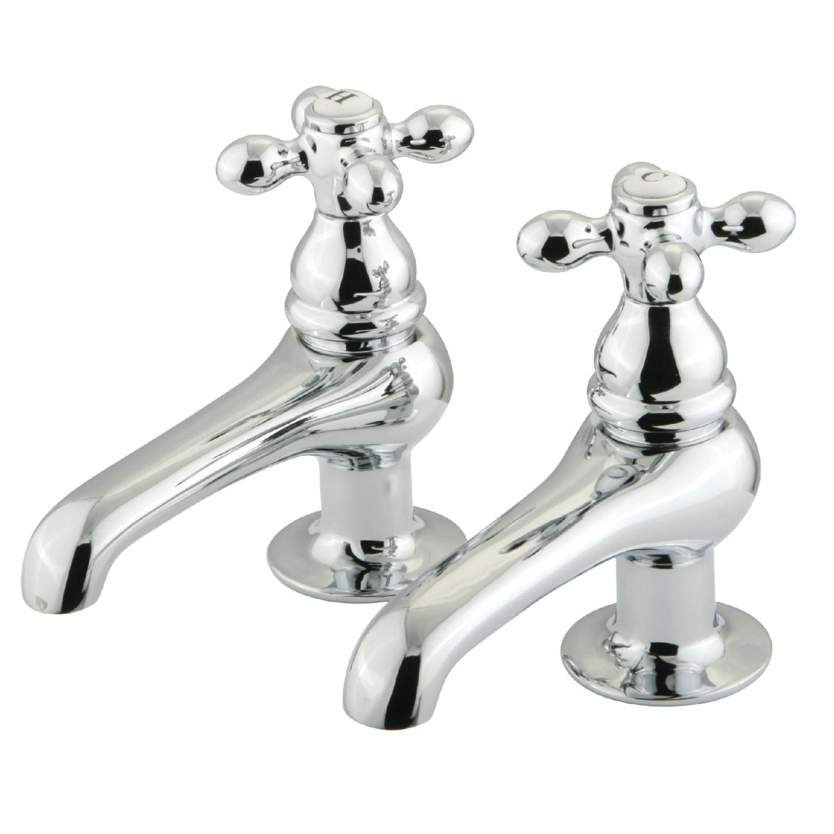 Restoration Basin Tap Faucet with Metal Cross Handle in Polished Chrome