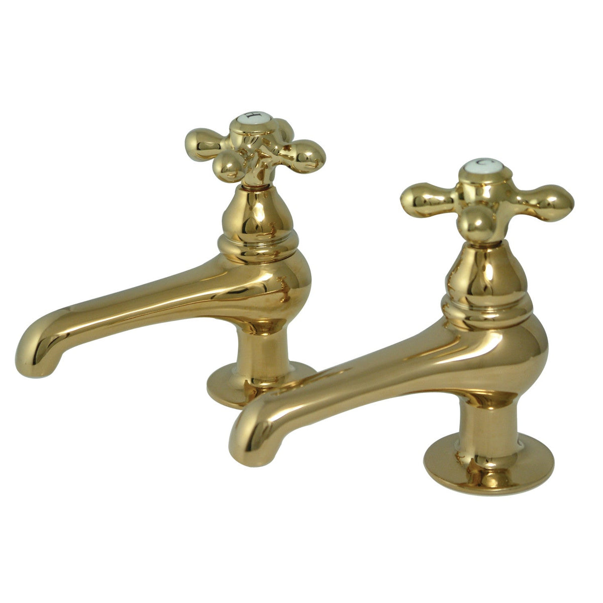 Restoration Basin Tap Faucet with Metal Cross Handle in Polished Brass