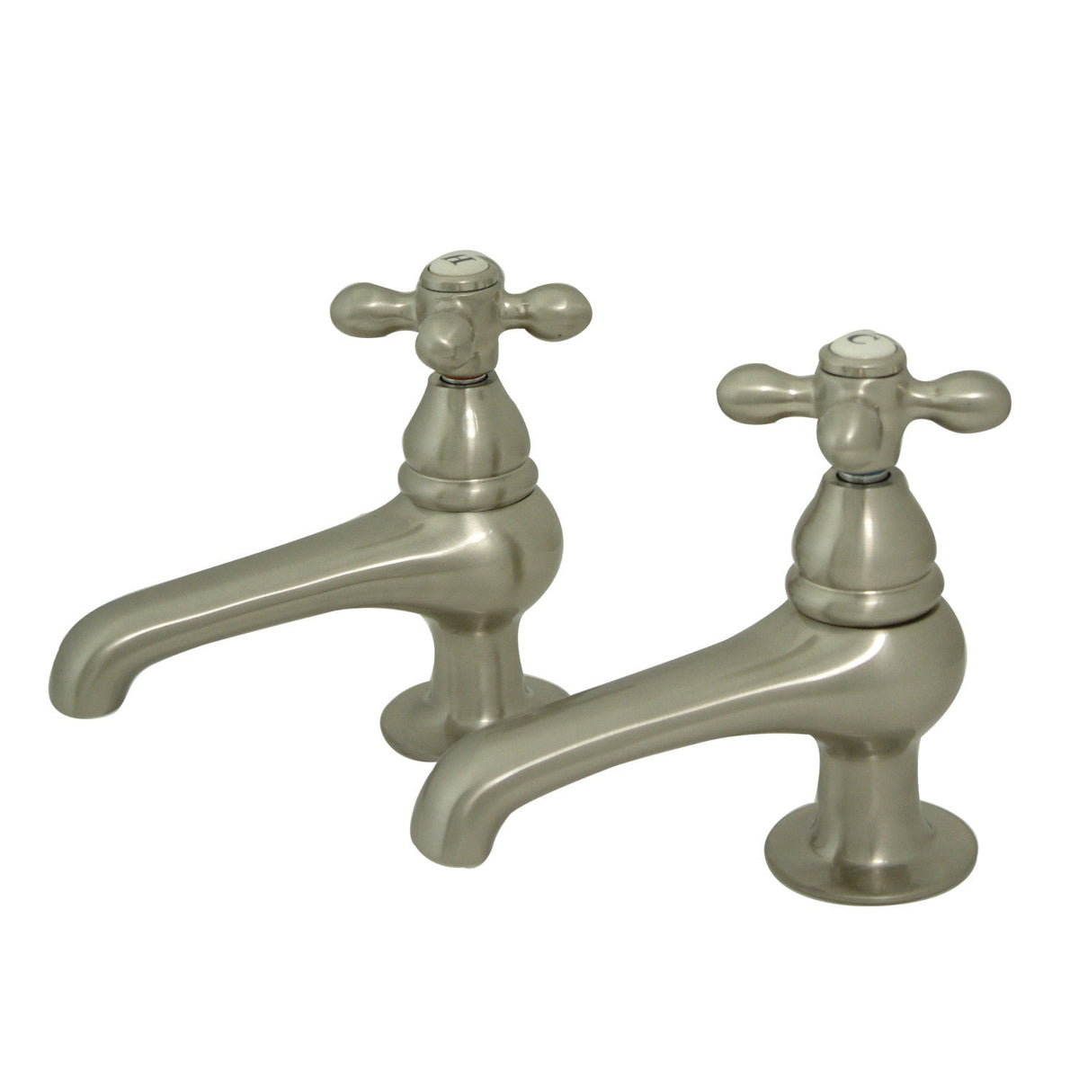 Restoration Basin Tap Faucet with Metal Cross Handle in Brushed Nickel