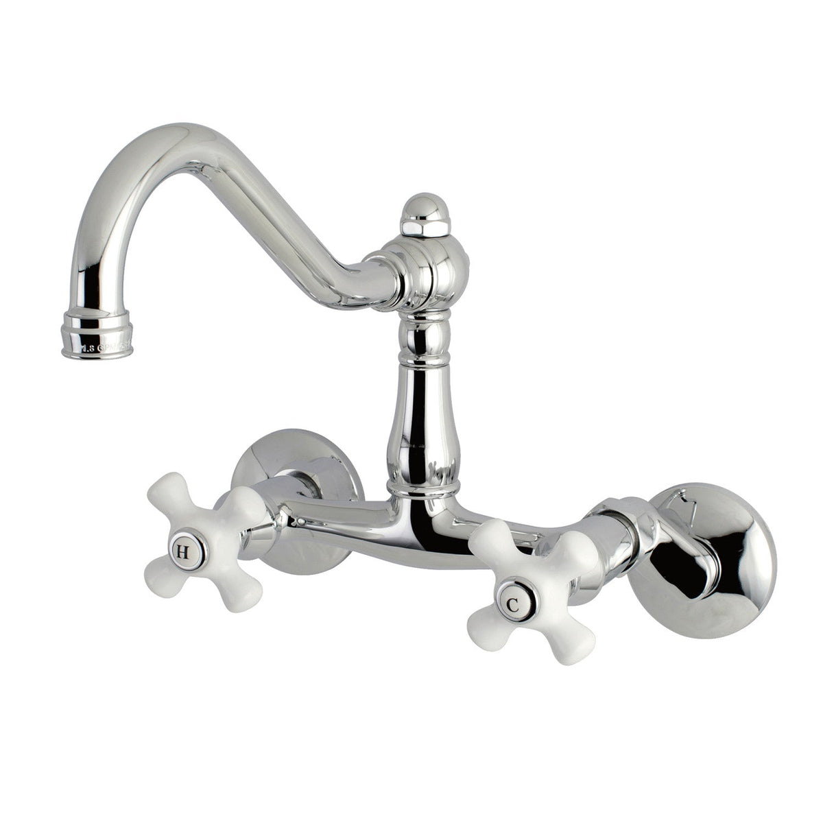 Vintage Double-Handle Wall-Mount Bridge Kitchen Faucet in Polished Chrome