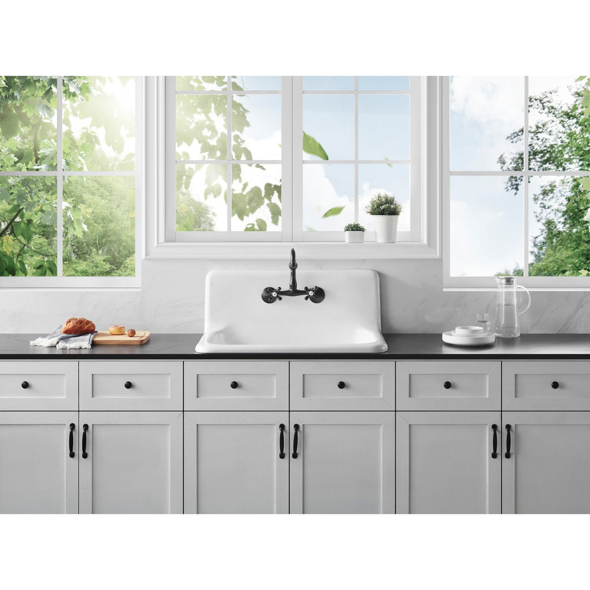 Vintage Double-Handle Wall-Mount Bridge Kitchen Faucet in Oil Rubbed Bronze