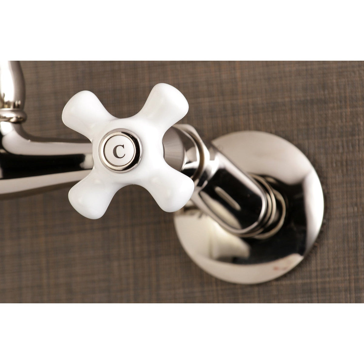 Vintage Double-Handle Wall-Mount Bridge Kitchen Faucet in Polished Nickel