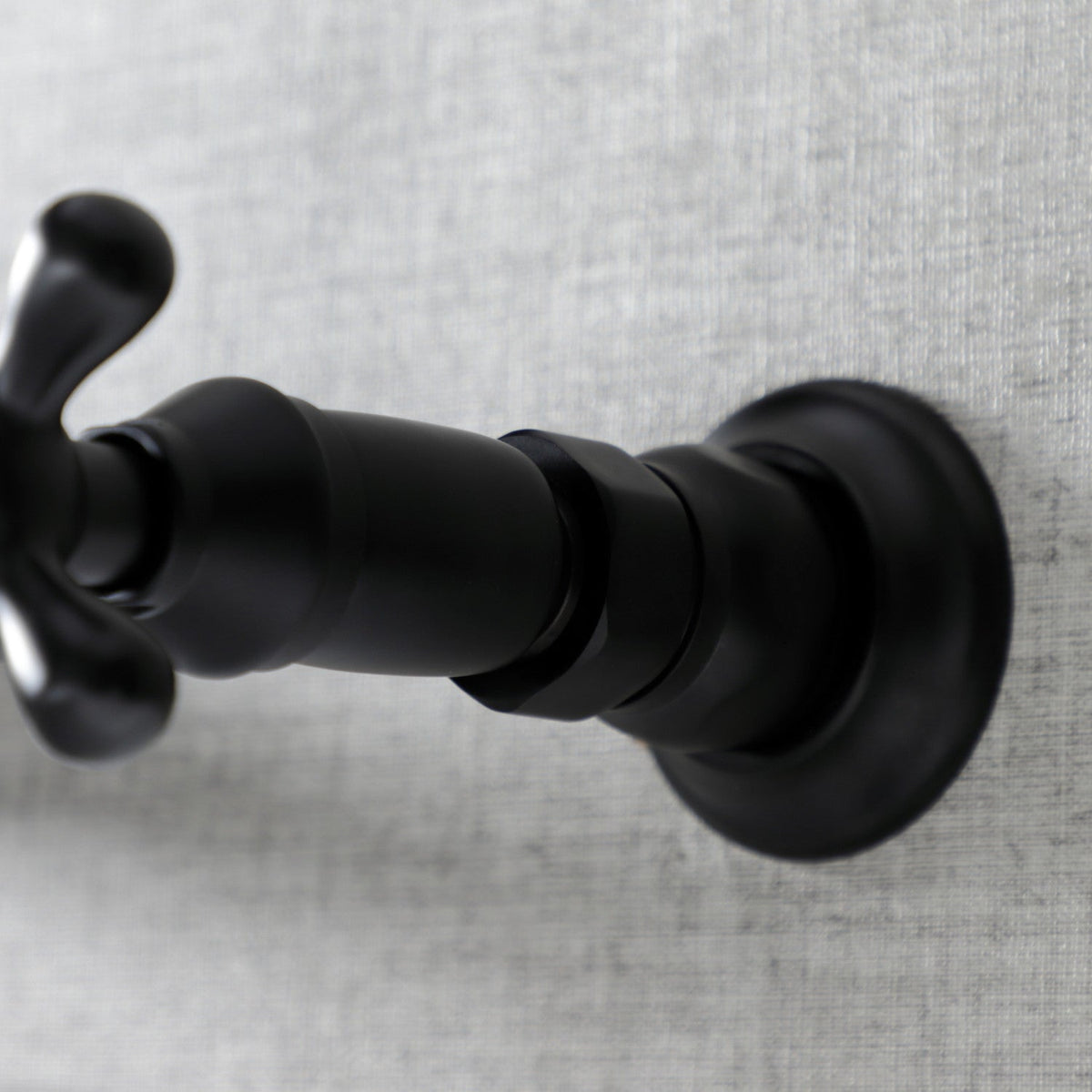 Vintage Double-Handle Wall Mount Bathroom Faucet in Matte Black