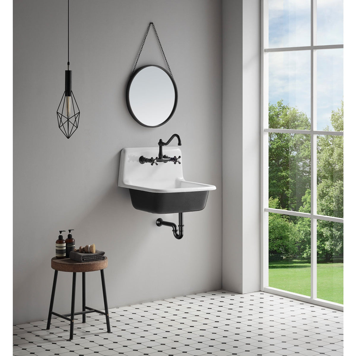 Vintage Double-Handle Wall Mount Bathroom Faucet in Oil Rubbed Bronze