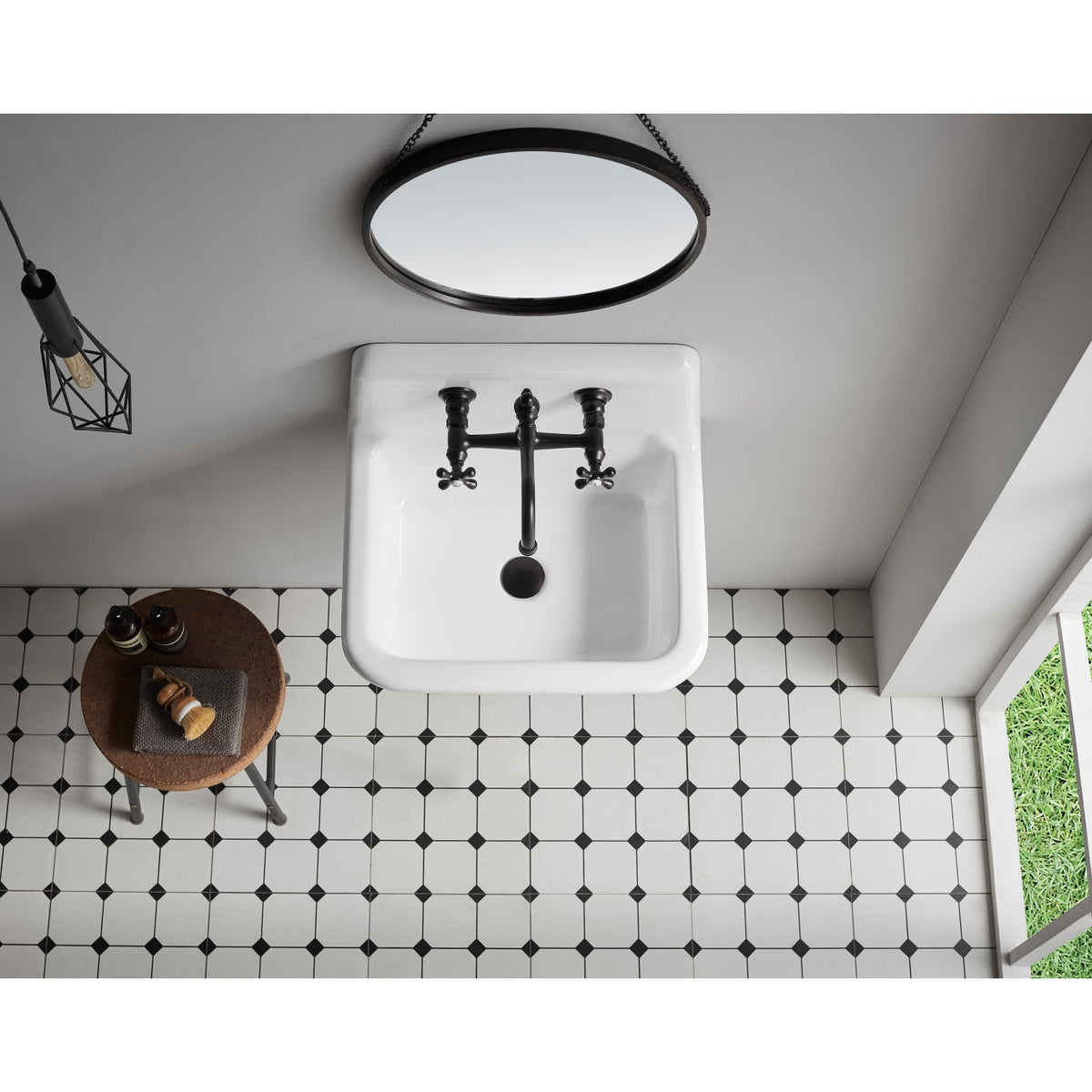 Vintage Double-Handle Wall Mount Bathroom Faucet in Oil Rubbed Bronze