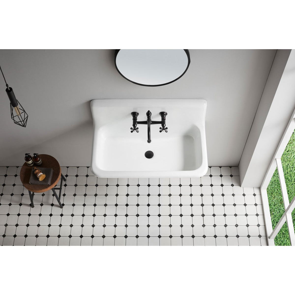 Vintage Double-Handle Wall Mount Bathroom Faucet in Oil Rubbed Bronze