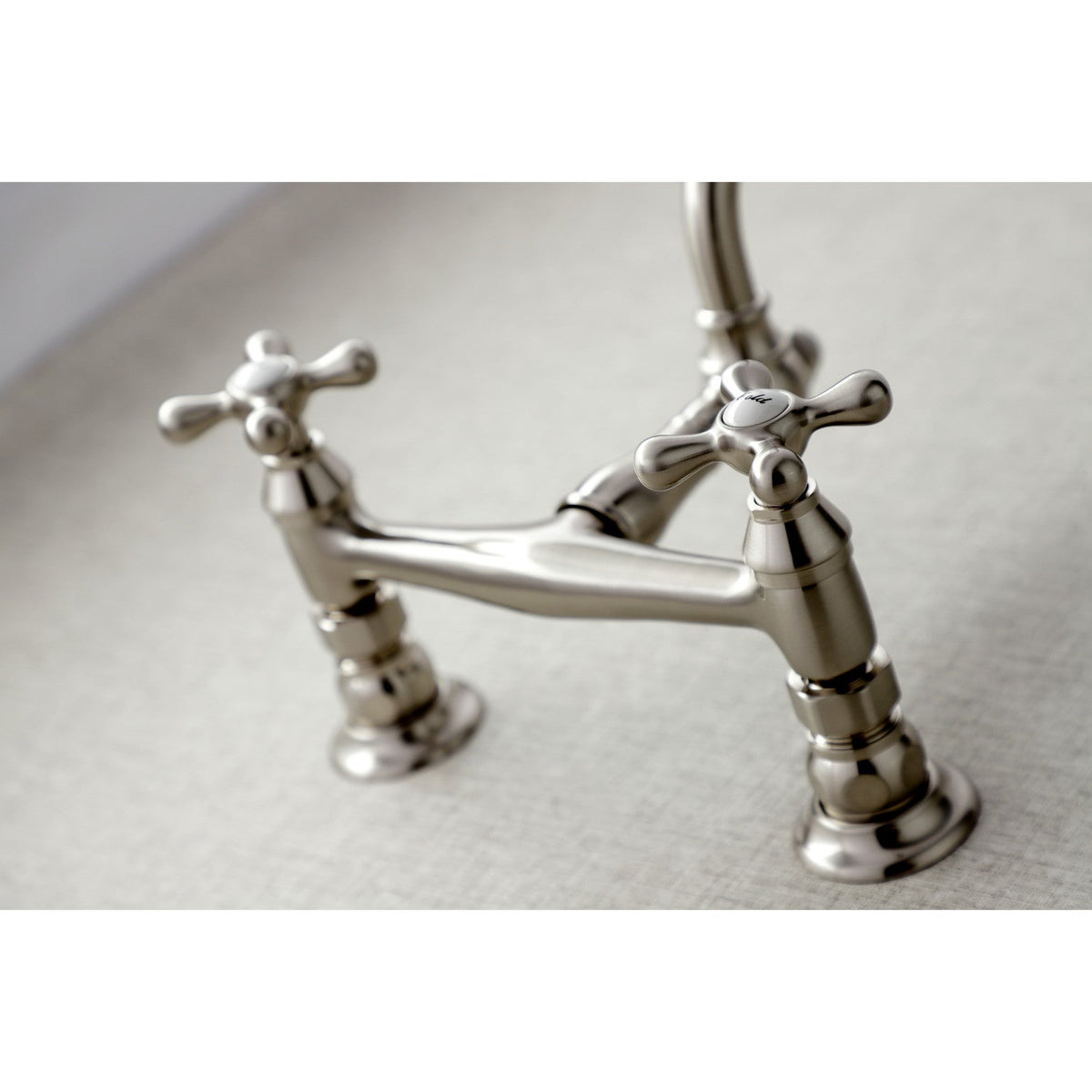 Vintage Double-Handle Wall Mount Bathroom Faucet in Brushed Nickel