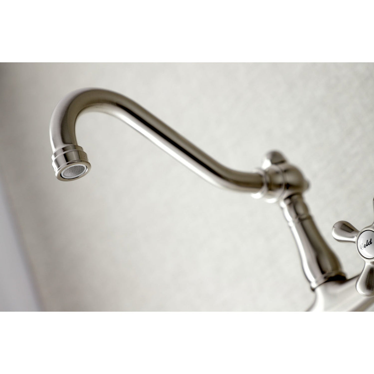 Vintage Double-Handle Wall Mount Bathroom Faucet in Brushed Nickel