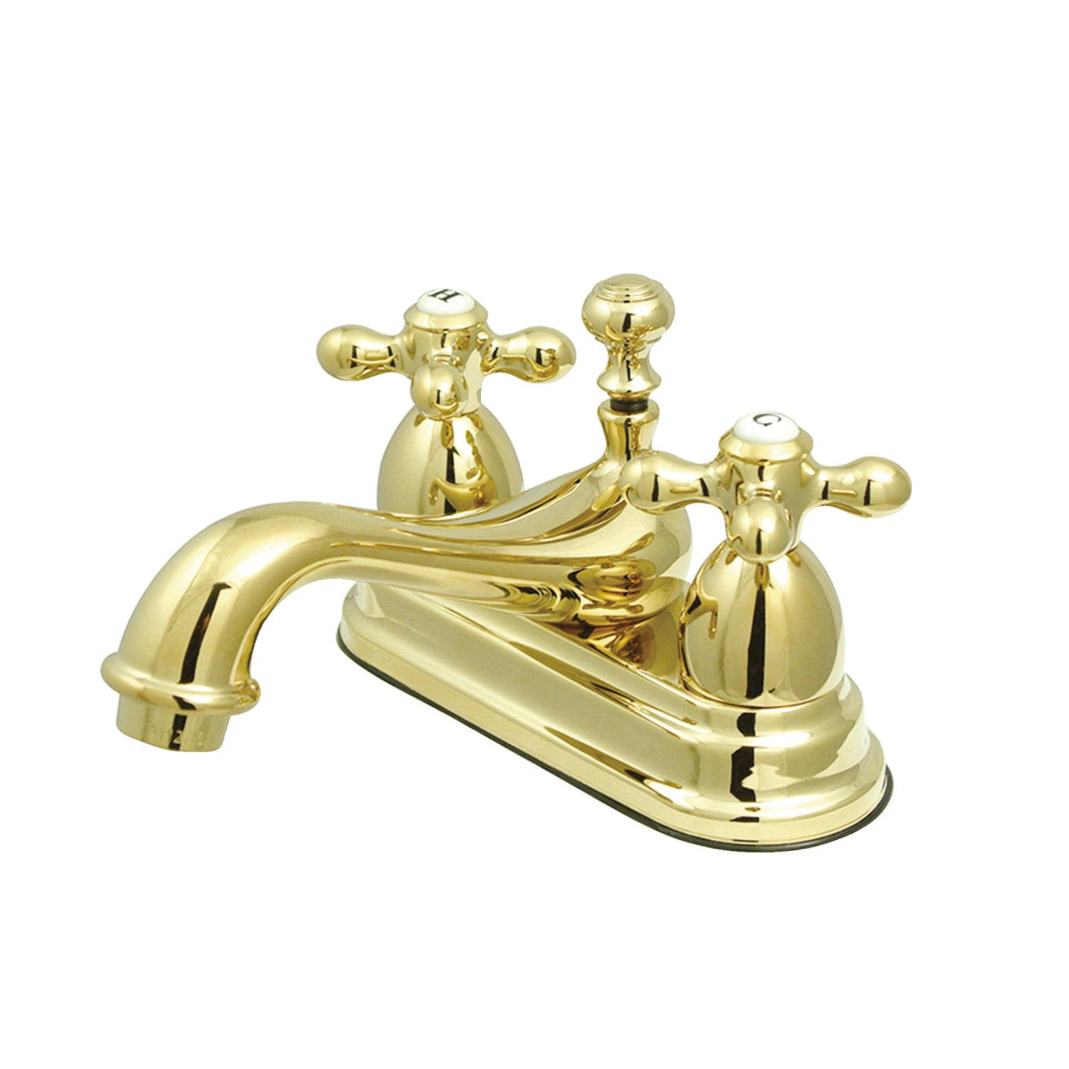 Restoration Double-Handle 4" Centerset Bathroom Faucet with Brass Pop-Up in Polished Brass