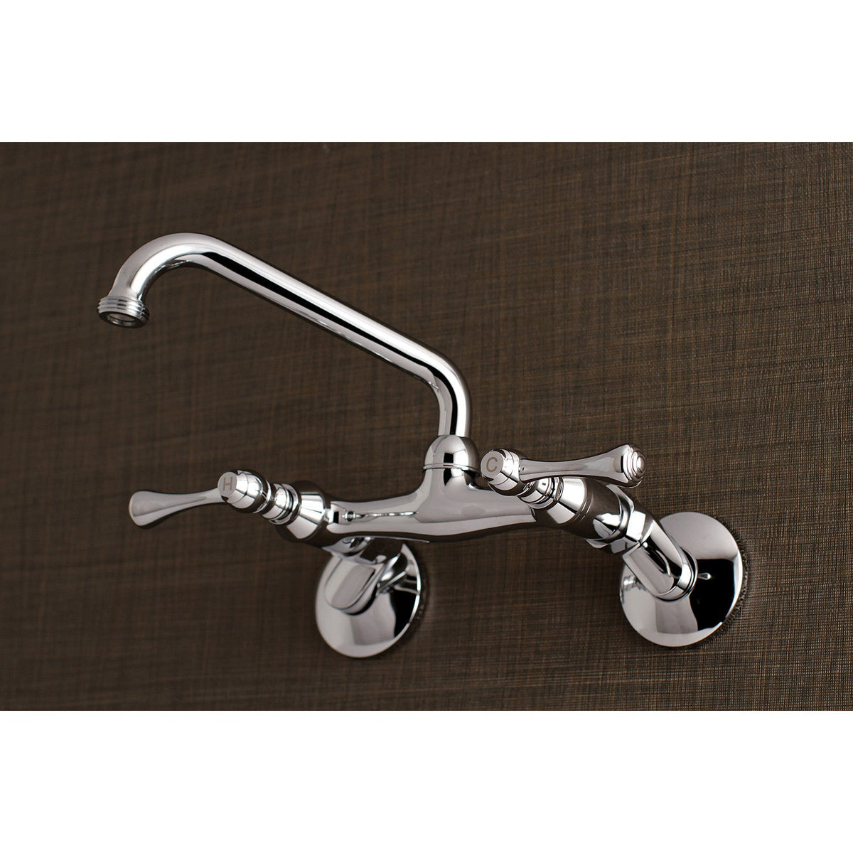 Kingston Double-Handle 2-Hole Wall Mount Laundry Faucet in Polished Chrome
