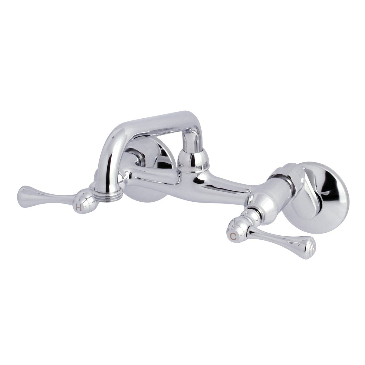 Kingston Double-Handle 2-Hole Wall Mount Laundry Faucet in Polished Chrome