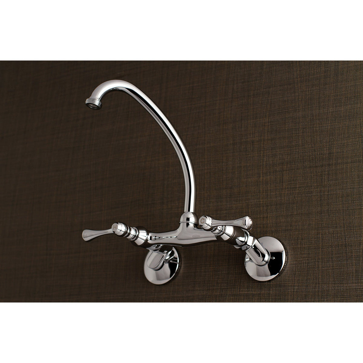Kingston Double-Handle 2-Hole Wall Mount Laundry Faucet in Polished Chrome