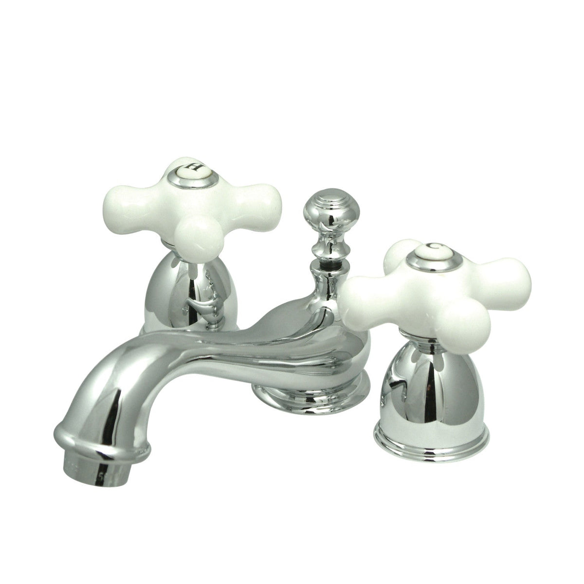 Restoration Mini-Widespread Bathroom Faucet with Brass Pop-Up Drain in Polished Chrome