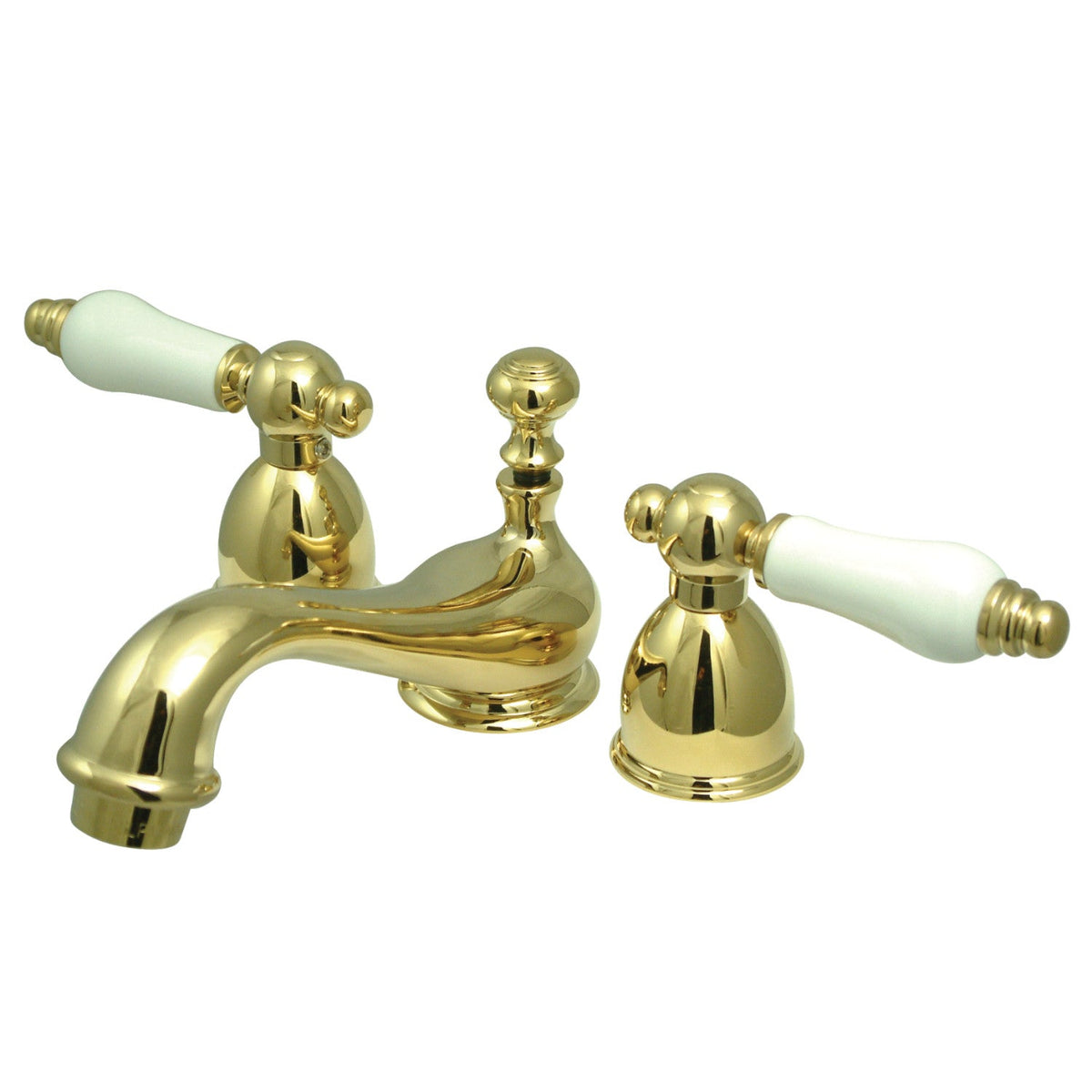 Restoration Mini-Widespread Bathroom Faucet with Brass Pop-Up Drain in Polished Brass