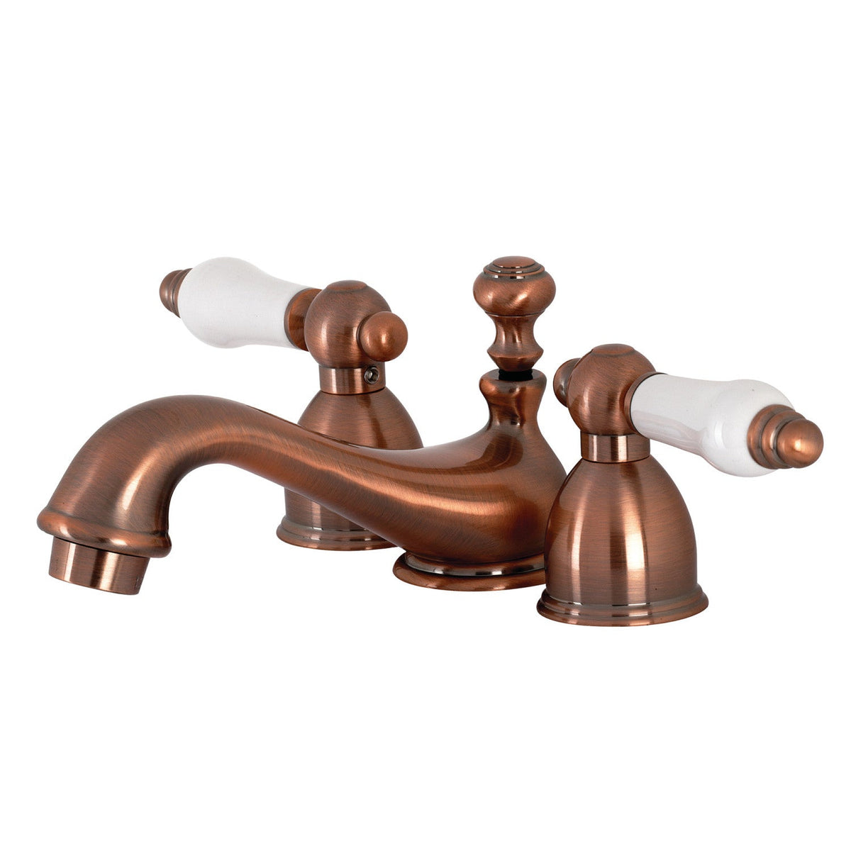 Restoration Mini-Widespread Bathroom Faucet with Brass Pop-Up Drain in Antique Copper