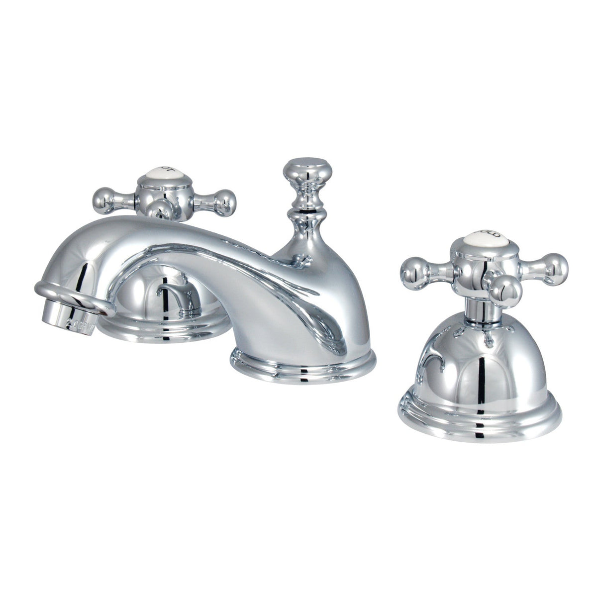 Vintage Widespread Bathroom Faucet with Brass Pop-Up in Polished Chrome
