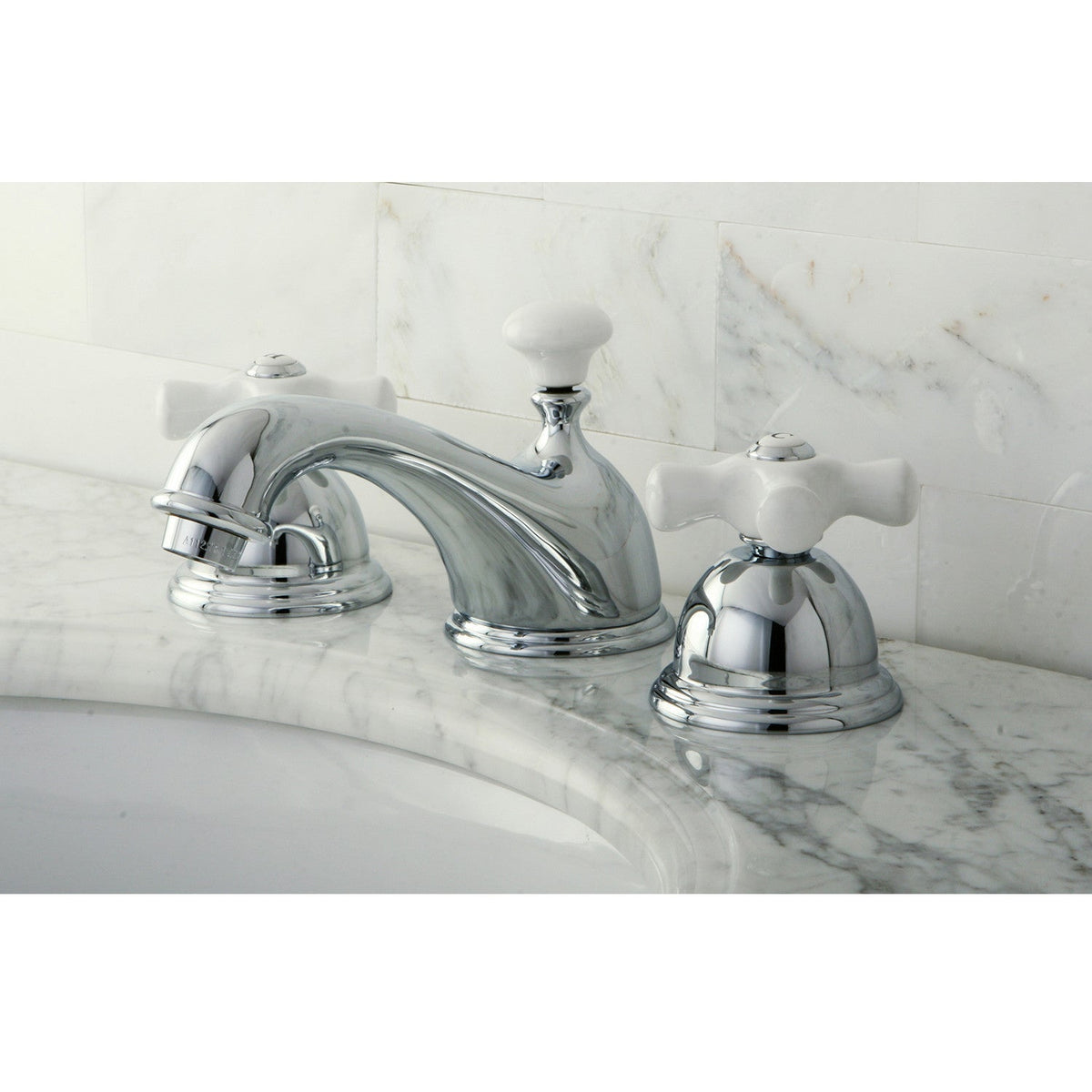 Restoration Widespread Bathroom Faucet with Brass Pop-Up in Polished Chrome