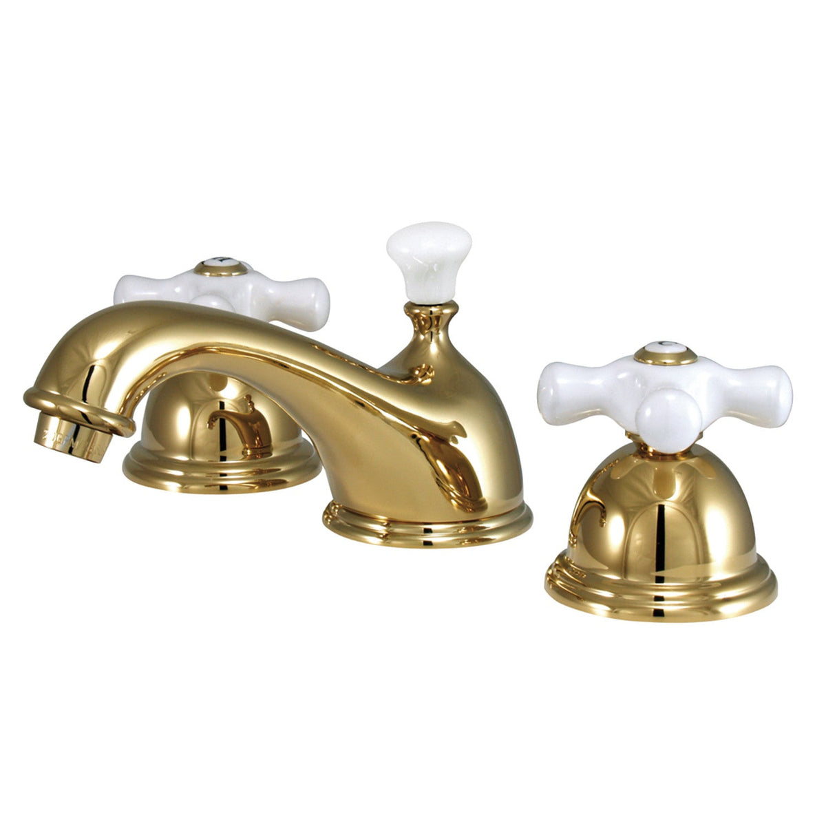 Restoration Widespread Bathroom Faucet with Brass Pop-Up in Polished Brass