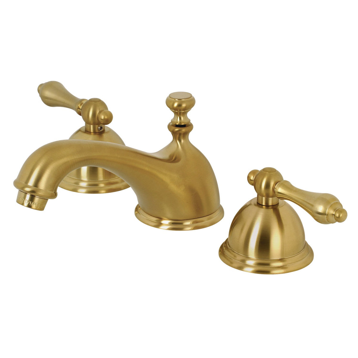Restoration Widespread Bathroom Faucet with Brass Pop-Up in Brushed Brass