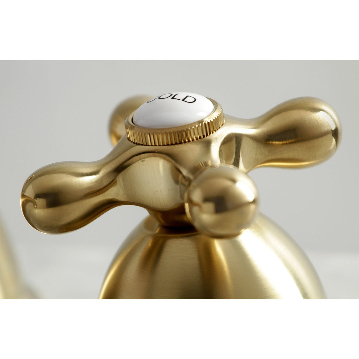 Restoration Widespread Bathroom Faucet with Brass Pop-Up in Brushed Brass