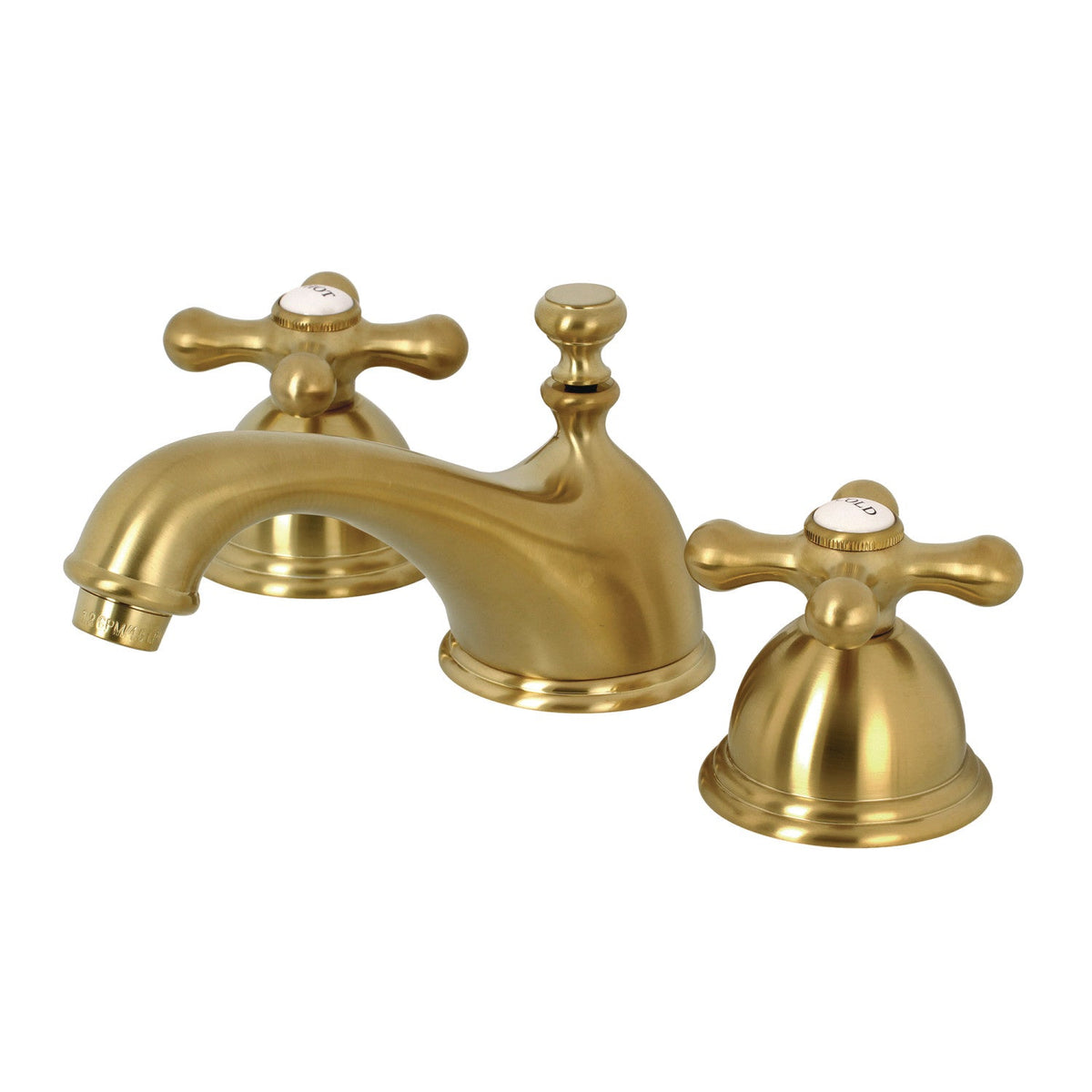 Restoration Widespread Bathroom Faucet with Brass Pop-Up in Brushed Brass