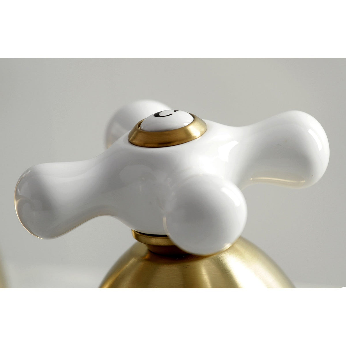 Restoration Widespread Bathroom Faucet with Brass Pop-Up in Brushed Brass
