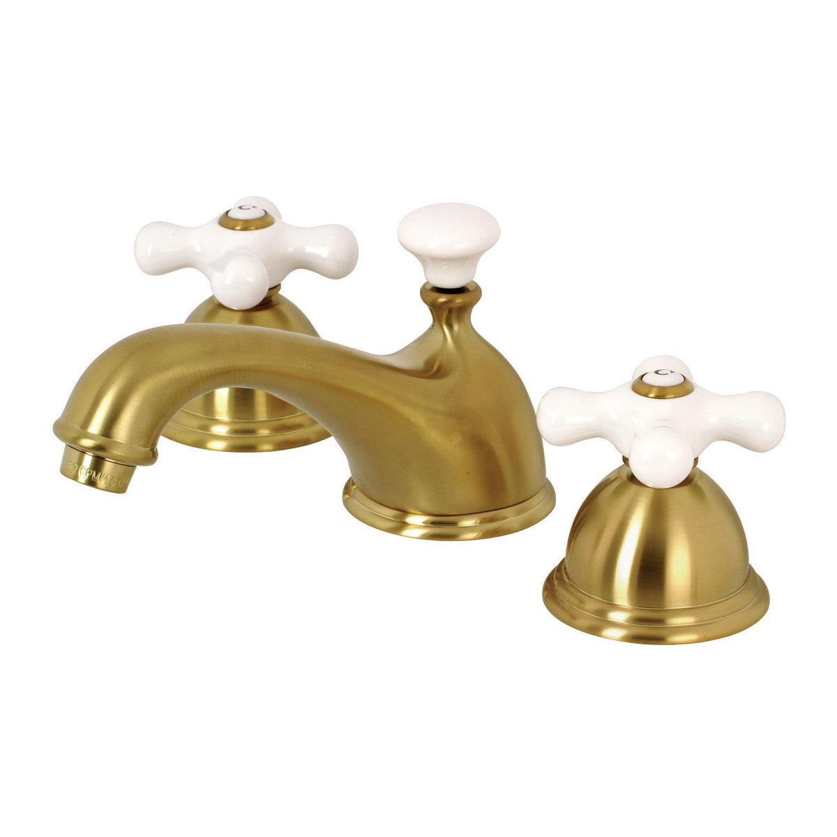 Restoration Widespread Bathroom Faucet with Brass Pop-Up in Brushed Brass