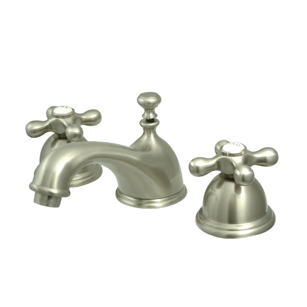 Restoration Widespread Bathroom Faucet with Brass Pop-Up in Brushed Nickel